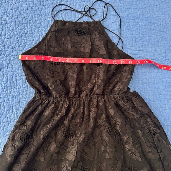 H&M Black Lace Strappy Midi Dress – Size US 6 – Open Back Floral Halter Style - Picture 10 of 12